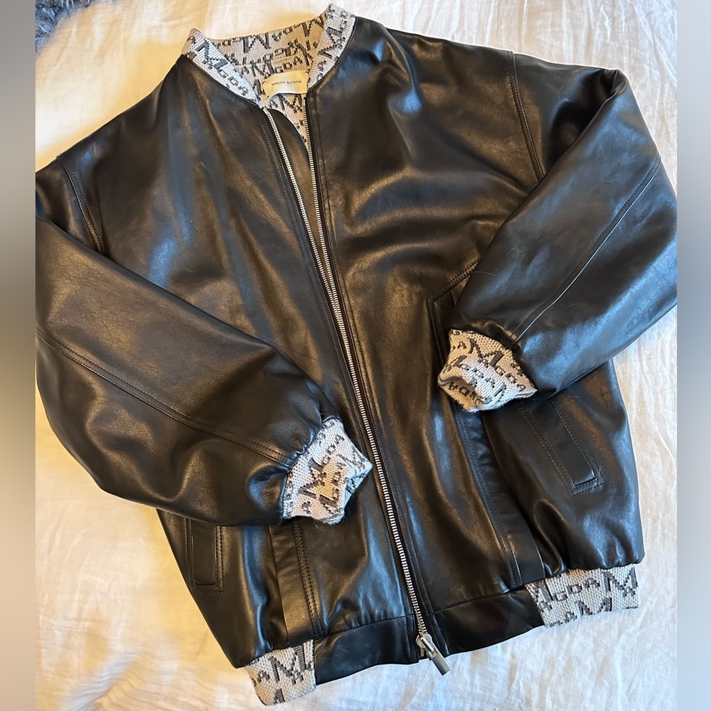 Magda Butrym leather oversized bomber jacket. Size 34.